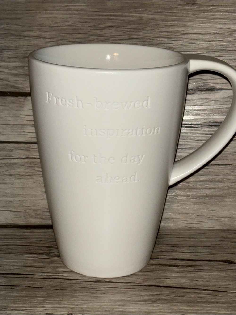 STARBUCKS 2013 Ltd Ed Fresh Brewed Inspiration For The Day Ahead Etched Tall Mug